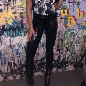 Black vinyl pants